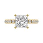 14K YELLOW GOLD 2 7/8CT ROUND/PRINCESS DIAMOND LADIES BRIDAL SET (CENTER STONE PRINCESS DIAMOND 2CT) - Image 5