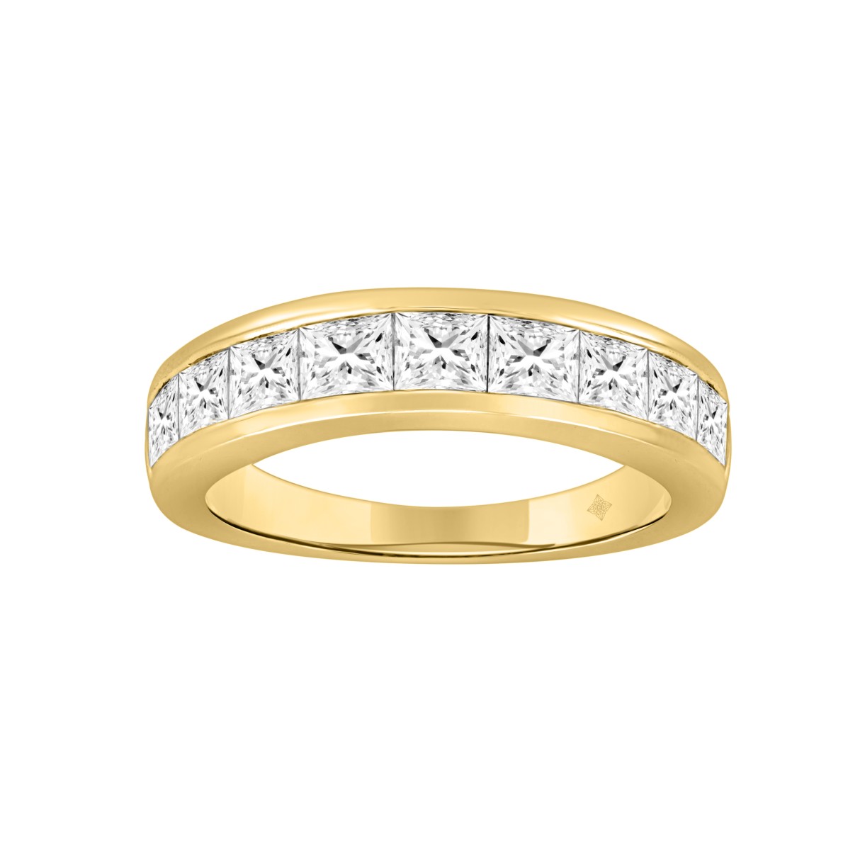 14K YELLOW GOLD 2CT PRINCESS DIAMOND LADIES BAND - Image 1