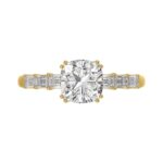 14K YELLOW GOLD 3 1/2CT EMERALD/CUSHION DIAMOND LADIES RING (CENTER STONE CUSHION DIAMOND 3CT) - Image 5