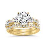 14K YELLOW GOLD 3 1/4CT ROUND/BAGUETTE DIAMOND LADIES BRIDAL SET (CENTER STONE ROUND DIAMOND 2CT)