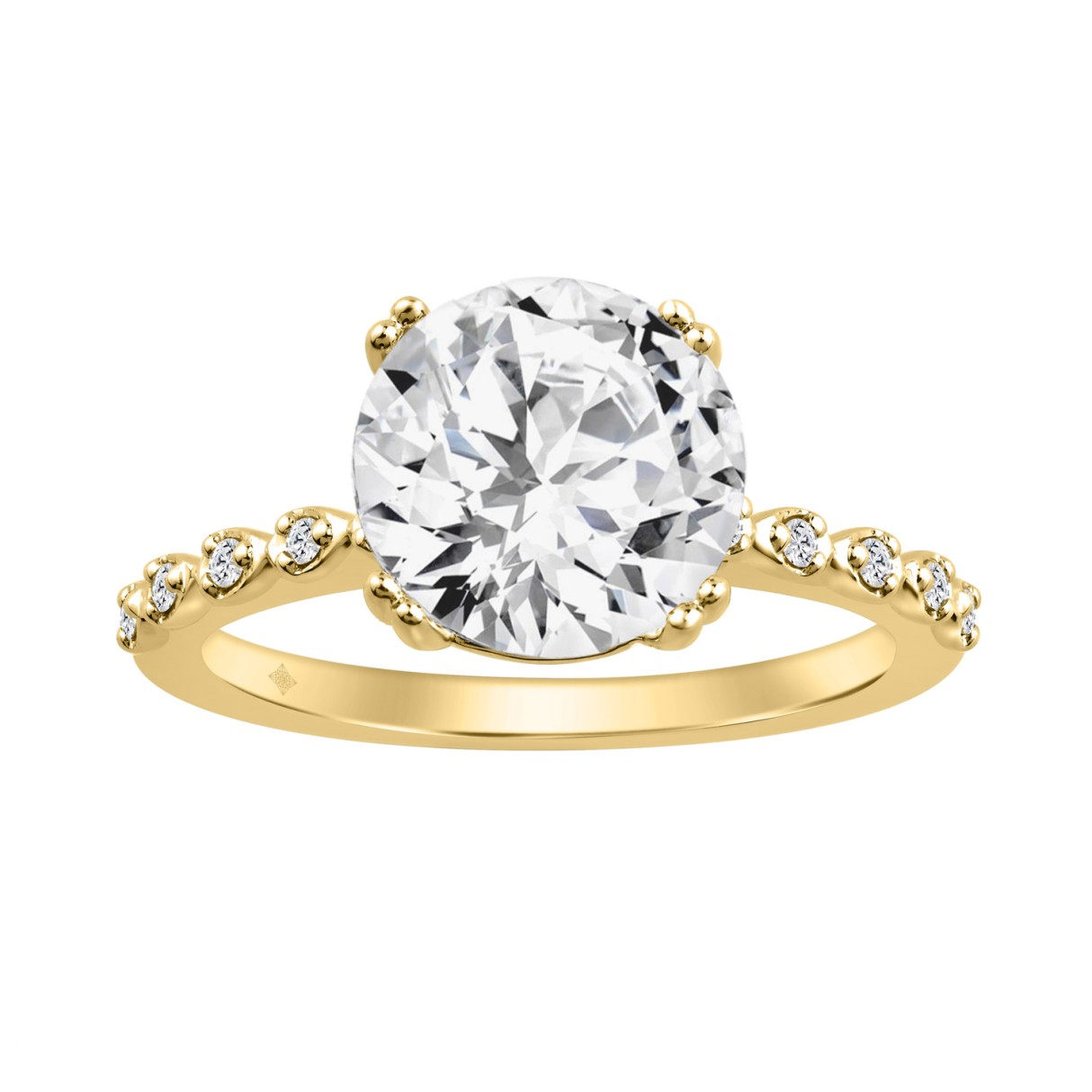 14K YELLOW GOLD 3.00CT ROUND DIAMOND LADIES RING (CENTER STONE ROUND DIAMOND 3CT) - Image 1