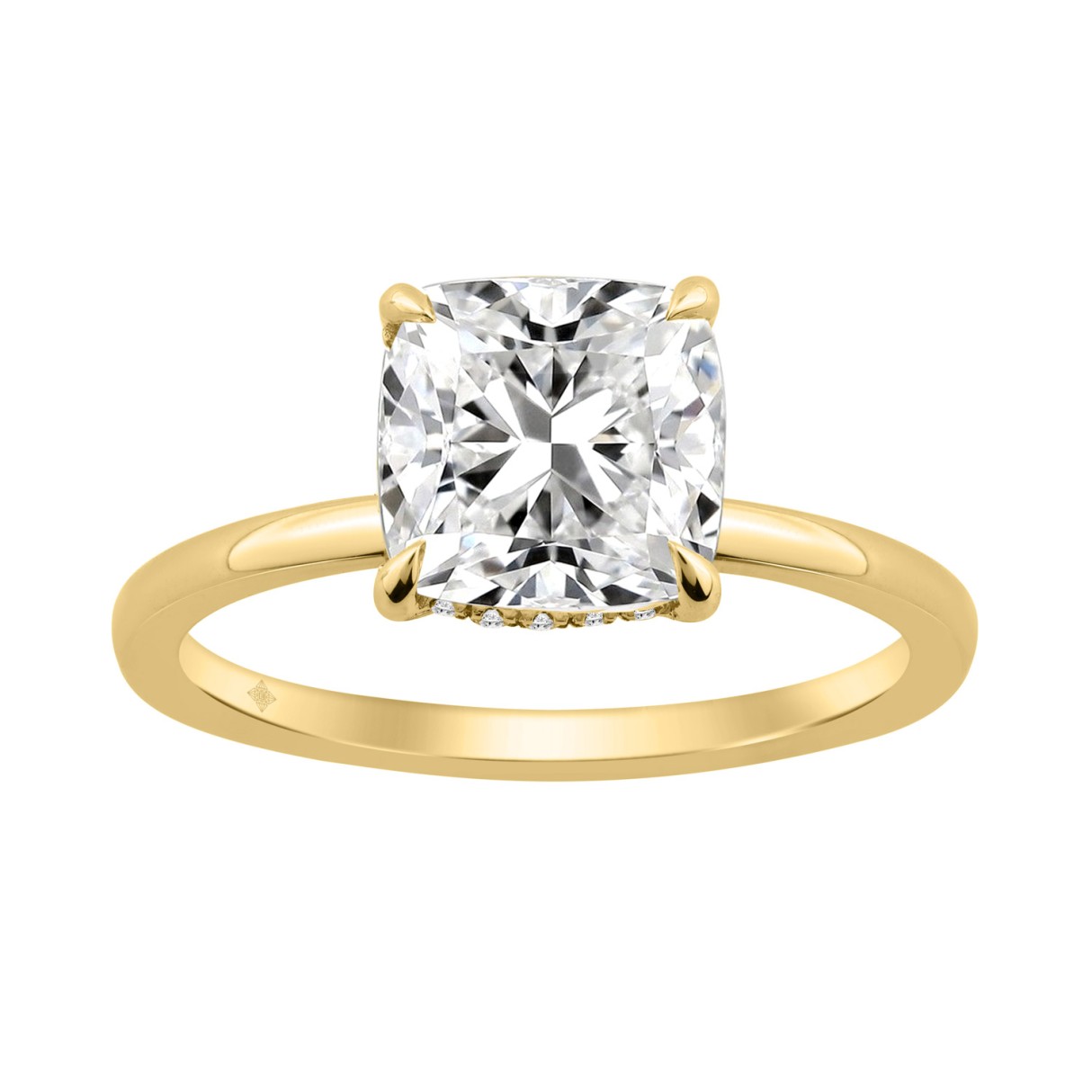 14K YELLOW GOLD 3.00CT ROUND/CUSHION DIAMOND LADIES RING (CENTER STONE CUSHION DIAMOND 3CT) - Image 1