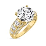 14K YELLOW GOLD 4 1/2CT ROUND DIAMOND LADIES RING (CENTER STONE ROUND DIAMOND 3CT) - Image 2