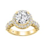 14K YELLOW GOLD 4 1/2CT ROUND DIAMOND LADIES RING (CENTER STONE ROUND DIAMOND 3CT)