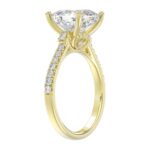 14K YELLOW GOLD 4 1/2CT ROUND/CUSHION DIAMOND LADIES BRIDAL SET (CENTER STONE CUSHION DIAMOND 4CT) - Image 3