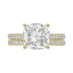 14K YELLOW GOLD 4 1/2CT ROUND/CUSHION DIAMOND LADIES BRIDAL SET (CENTER STONE CUSHION DIAMOND 4CT) - Image 5