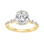 14K Yellow Gold Oval Diamond Fancy Engagement Ring for Ladies 2 1/2CT with Marquise & Round Diamond 2.00CT Oval Center stone (Color F-G -Clarity V