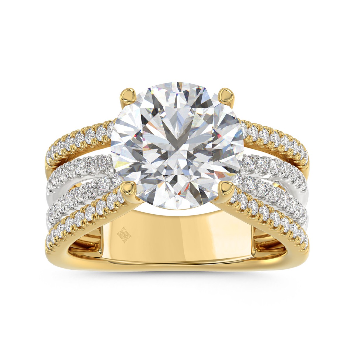 14K YELLOW/WHITE GOLD 3 1/2CT ROUND DIAMOND LADIES RING (CENTER STONE ROUND DIAMOND 3.00CT) - Image 1