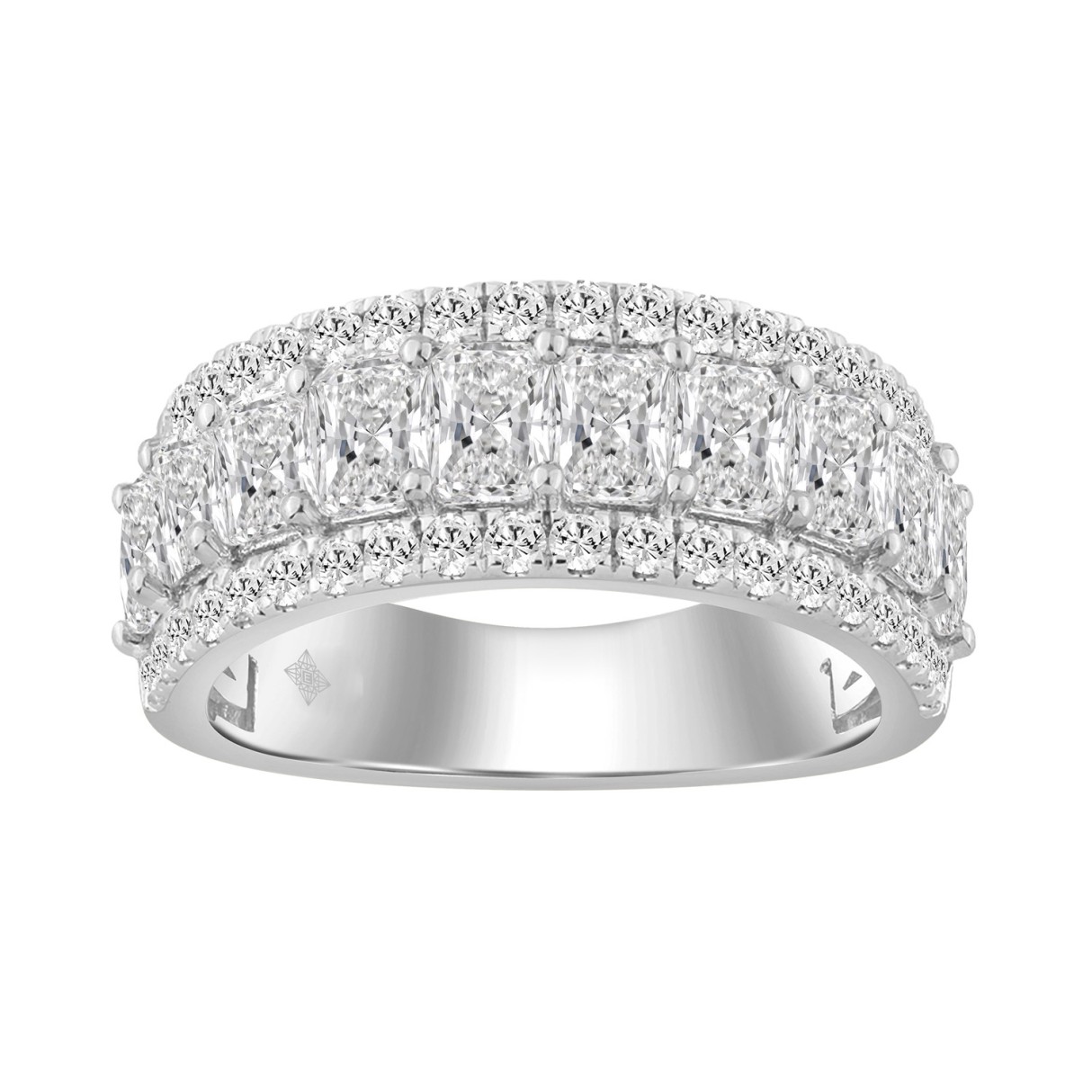 3.00 CT Fashion Band for Ladies Round & Radiant Cut Diamonds 14K White Gold Luxury Band (Color F-G -Clarity VS1/VS2) - Image 1