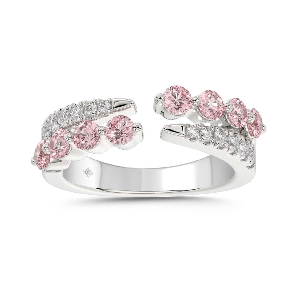 ETERNAL BLUSH COLLECTION LADIES RING 1CT ROUND DIAMOND 14K WHITE GOLD - Image 1