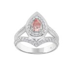 ETERNAL BLUSH COLLECTION LADIES RING 1CT ROUND/PEAR DIAMOND 14K WHITE GOLD (CENTER STONE PINK PEAR DIAMOND 1/2CT)