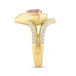 ETERNAL BLUSH COLLECTION LADIES RING 1CT ROUND/PEAR DIAMOND 14K YELLOW GOLD (CENTER STONE PINK PEAR DIAMOND 1/2CT) - Image 3