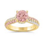 ETERNAL BLUSH COLLECTION LADIES RING 2 1/2CT ROUND DIAMOND 14K YELLOW GOLD (CENTER STONE PINK ROUND DIAMOND 1 1/2CT)