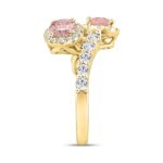 ETERNAL BLUSH COLLECTION LADIES RING 2 1/4CT ROUND & PEAR DIAMOND / PINK OVAL DIAMOND 14K YELLOW GOLD - Image 3