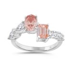 ETERNAL BLUSH COLLECTION LADIES RING 2 1/4CT ROUND/EMERALD/PEAR/OVAL DIAMOND 14K WHITE GOLD (CENTER STONE PINK OVAL/EMERALD DIAMOND 3/4CT 3/4CT)