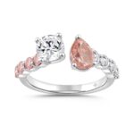ETERNAL BLUSH COLLECTION LADIES RING 2 1/4CT ROUND/PEAR DIAMOND 14 K WHITE GOLD (CENTER STONE PINK PEAR DIAMOND 3/4CT / ROUND DIAMOND 3/4CT)