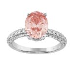 ETERNAL BLUSH COLLECTION LADIES RING 2 3/4CT ROUND/OVAL DIAMOND 14K WHITE GOLD (CENTER STONE PINK OVAL DIAMOND 2CT)