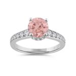 ETERNAL BLUSH COLLECTION LADIES RING 2CT ROUND DIAMOND 14K WHITE GOLD (CENTER STONE PINK ROUND DIAMOND 1 1/2CT)