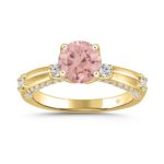ETERNAL BLUSH COLLECTION LADIES RING 2CT ROUND DIAMOND 14K YELLOW GOLD (CENTER STONE PINK ROUND DIAMOND 1 1/2CT)