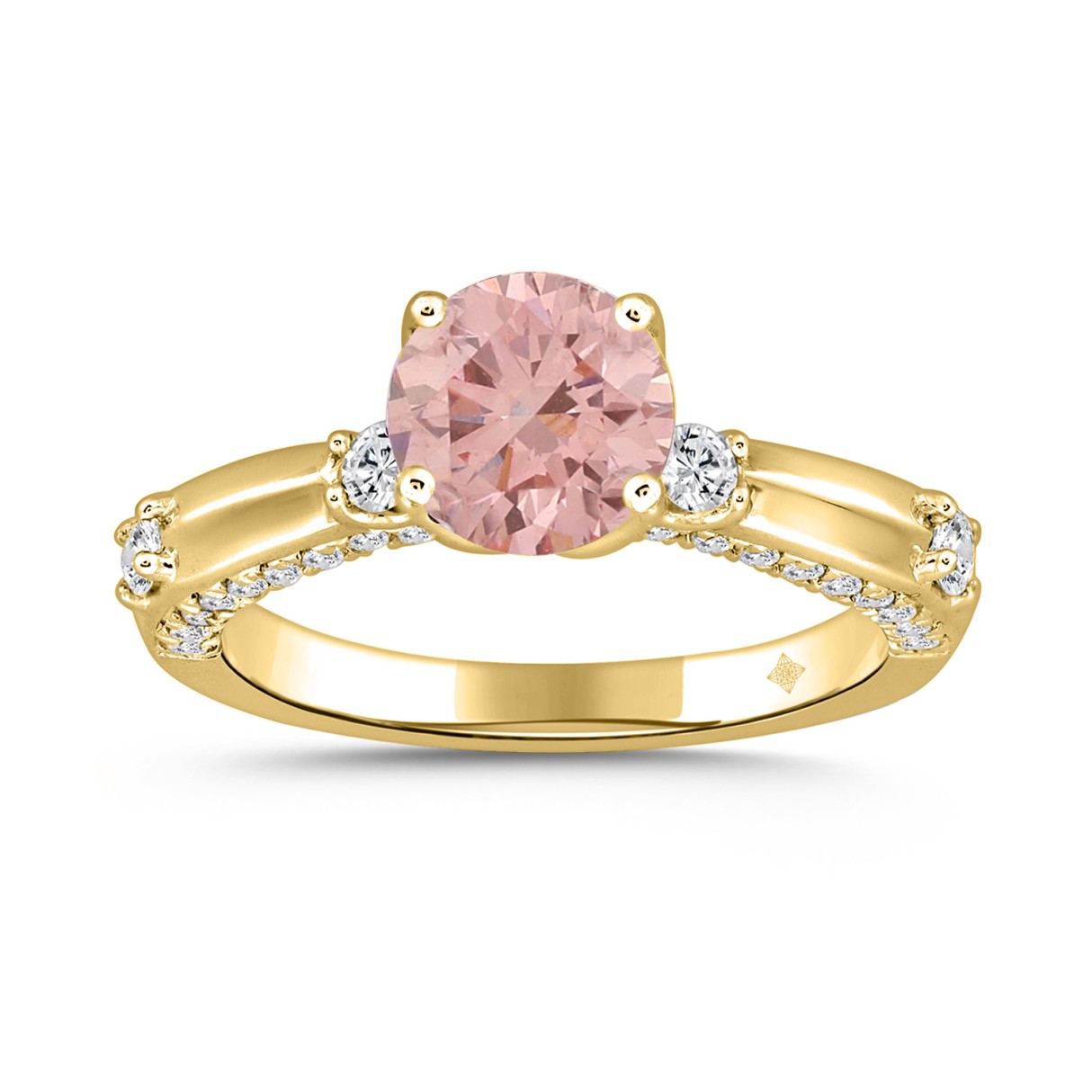 ETERNAL BLUSH COLLECTION LADIES RING 2CT ROUND DIAMOND 14K YELLOW GOLD (CENTER STONE PINK ROUND DIAMOND 1 1/2CT) - Image 1