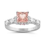 ETERNAL BLUSH COLLECTION LADIES RING 2CT ROUND/PRINCESS/OVAL DIAMOND 14K WHITE GOLD (CENTER STONE PINK PRINCESS DIAMOND 1CT)