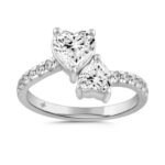 LADIES 1 3/4CT RING ROUND/HEART DIAMOND 14K WHITE GOLD