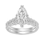 Ladies 14K White Gold Ladies Elegance- Bridal Set  3 1/3CT Round & Marquise Diamonds 3.00CT Marquise Center stone (Color F-G -Clarity VS1/VS2)
