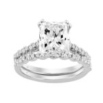 Ladies 14K White Gold Ladies Elegance- Bridal Set  3 1/3CT Round & Radiant Diamond 3.00CT Radiant Center stone (Color F-G -Clarity VS1/VS2)
