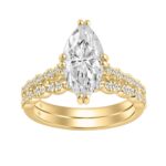 Ladies 14K Yellow Gold Ladies Elegance- Bridal Set  3 1/3CT Round & Marquise Diamonds 3.00CT Marquise Center stone (Color F-G -Clarity VS1/VS2)