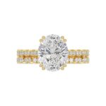 Ladies 14K Yellow Gold Ladies Elegance- Bridal Set  3 1/3CT Round & Oval Diamonds 3.00CT Oval Center stone (Color F-G  Clarity VS1/VS2) - Image 5