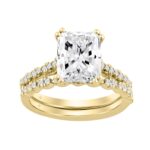 Ladies 14K Yellow Gold Ladies Elegance- Bridal Set  3 1/3CT Round & Radiant Diamond 3.00CT Radiant Center stone (Color F-G -Clarity VS1/VS2)