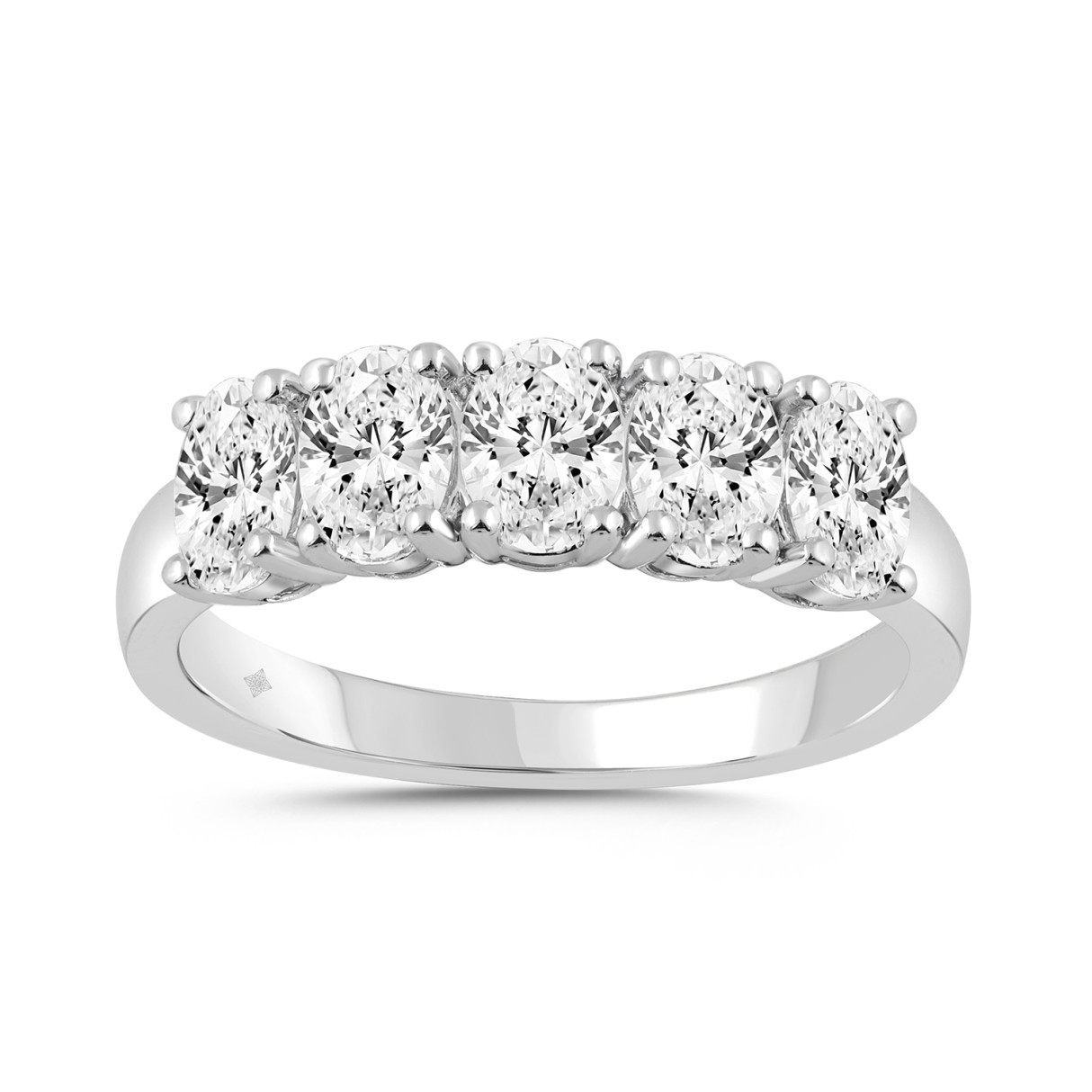 LADIES BAND 1 1/2CT OVAL DIAMOND 14K WHITE GOLD - Image 1