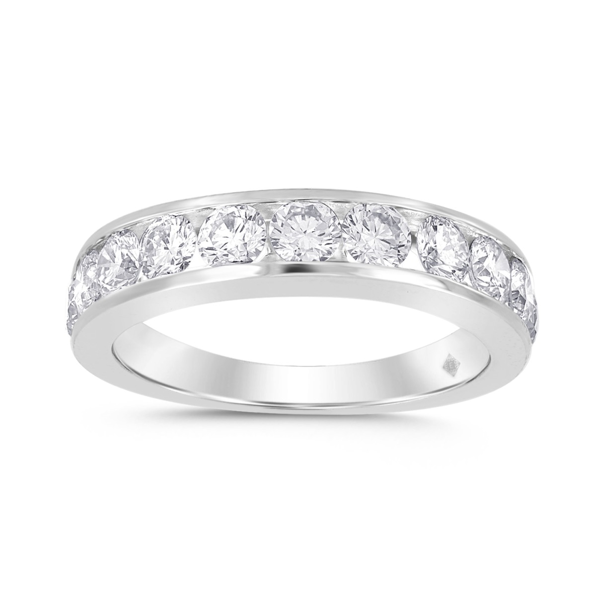 LADIES BAND 1 1/2CT ROUND DIAMOND 14K WHITE GOLD - Image 1