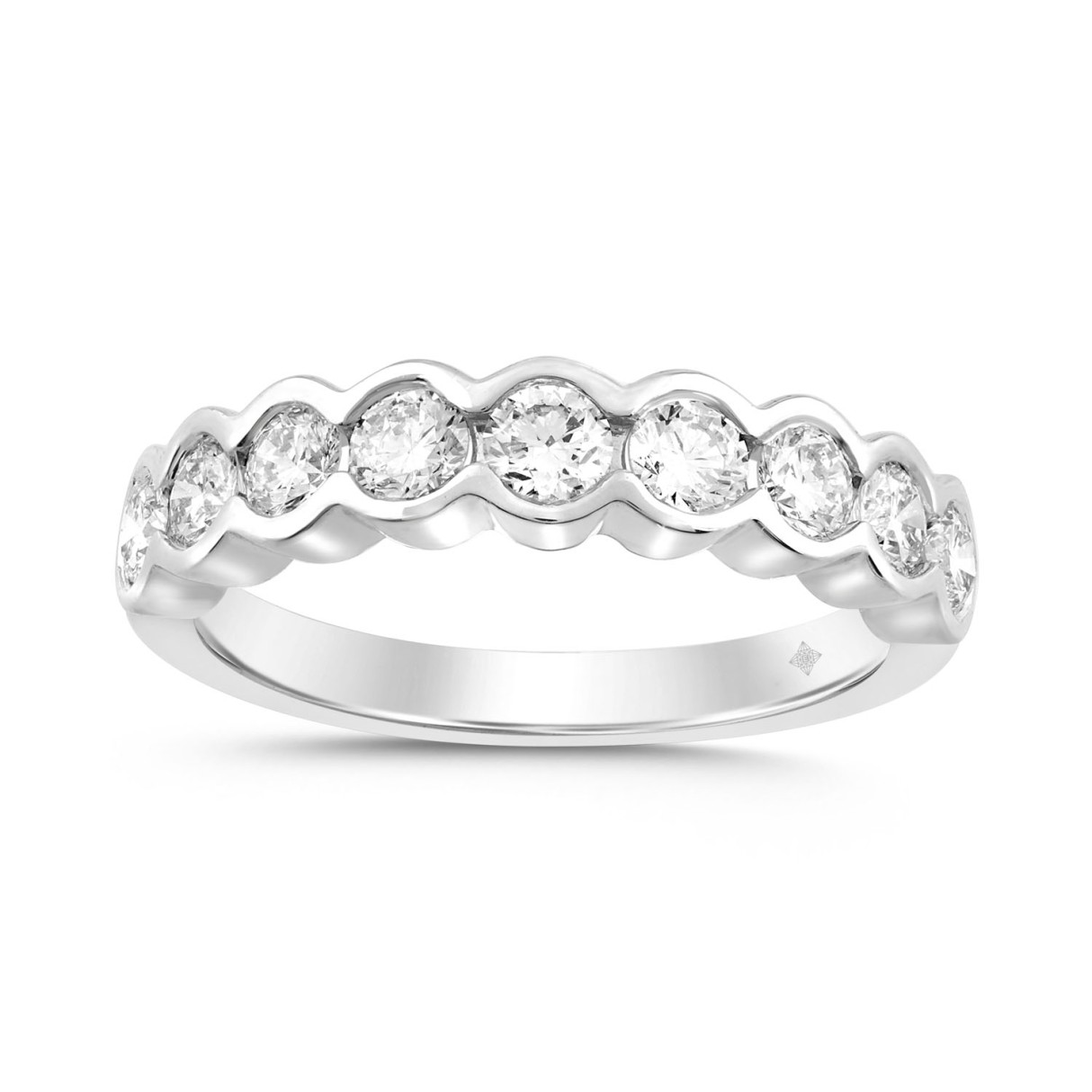 LADIES BAND 1CT ROUND DIAMOND 14K WHITE GOLD - Image 1