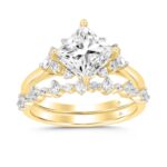 LADIES BRIDAL SET 1 1/2CT ROUND DIAMOND 18K YELLOW GOLD (CENTER STONE PRINCESS DIAMOND 1.00CT)