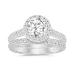 LADIES BRIDAL SET 1 3/4CT ROUND DIAMOND 14K WHITE GOLD (CENTER STONE ROUND DIAMOND 1CT )