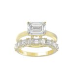 LADIES BRIDAL SET 3 1/2CT ROUND/EMERALD DIAMOND 14K YELLOW GOLD (CENTER STONE EMERALD DIAMOND 2.00CT)