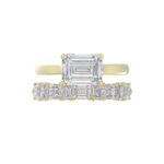 LADIES BRIDAL SET 3 1/2CT ROUND/EMERALD DIAMOND 14K YELLOW GOLD (CENTER STONE EMERALD DIAMOND 2.00CT) - Image 5