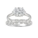 LADIES BRIDAL SET 3 1/3CT ROUND/OVAL DIAMOND 14K WHITE GOLD
