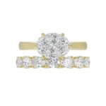 LADIES BRIDAL SET 3 1/3CT ROUND/OVAL DIAMOND 14K YELLOW GOLD - Image 5