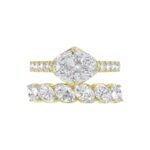 LADIES BRIDAL SET 3 3/4CT ROUND/OVAL DIAMOND 14K YELLOW GOLD (CENTER STONE OVAL DIAMOND 2.00CT) - Image 5