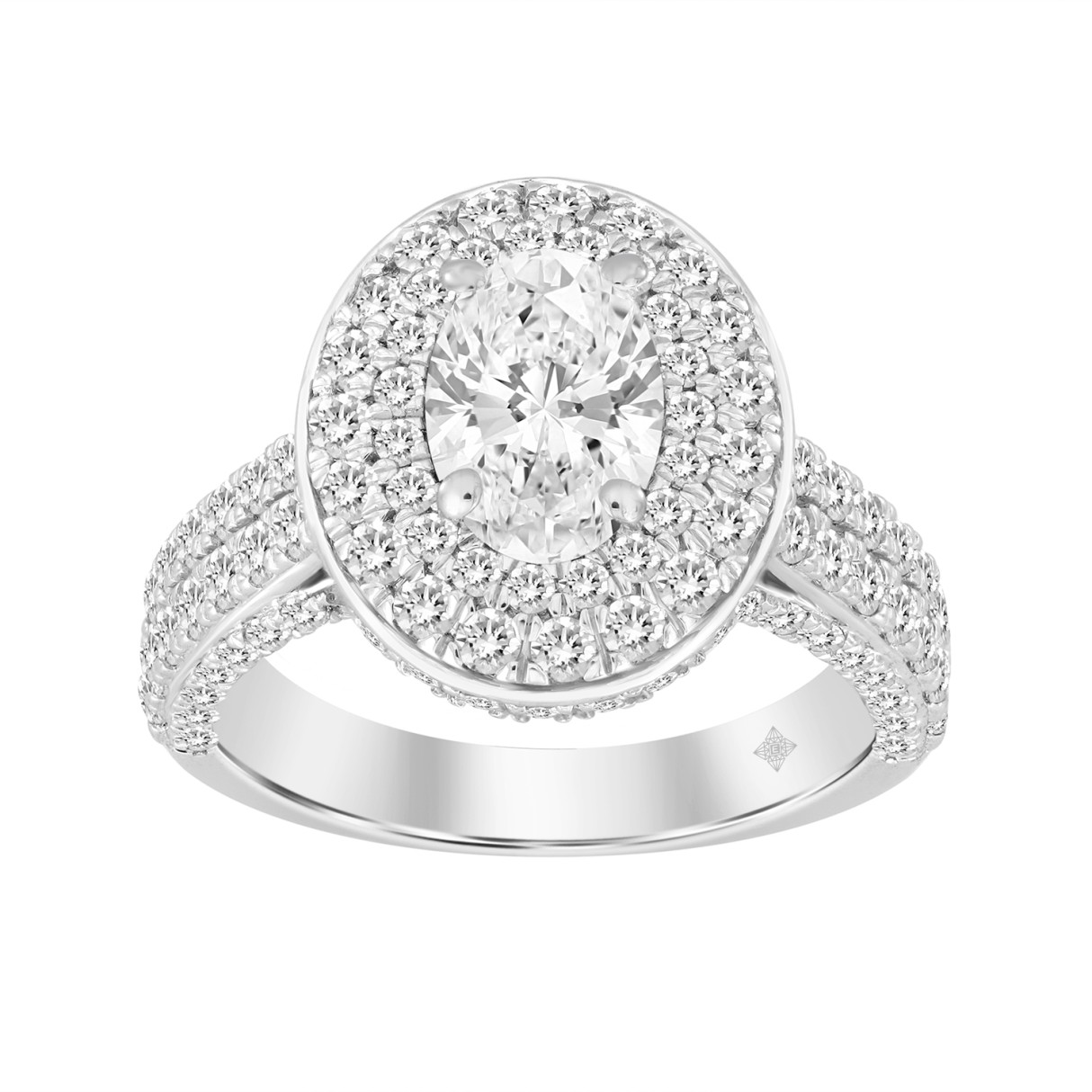 LADIES BRIDAL SET 3CT ROUND/OVAL DIAMOND 14K WHITE GOLD (CENTER STONE OVAL DIAMOND 1CT ) - Image 1