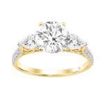 LADIES BRIDAL SET 3CT ROUND/PEAR DIAMOND 14K YELLOW GOLD (CENTER STONE ROUND DIAMOND 2CT ) - Image 6