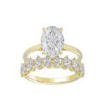 LADIES BRIDAL SET 4 1/2CT ROUND/OVAL DIAMOND 14K YELLOW GOLD (CENTER STONE OVAL DIAMOND 3.00CT)