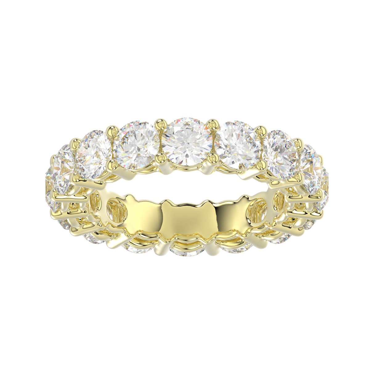 LADIES ETERNITY BAND 5CT ROUND DIAMOND 14K YELLOW GOLD - Image 1