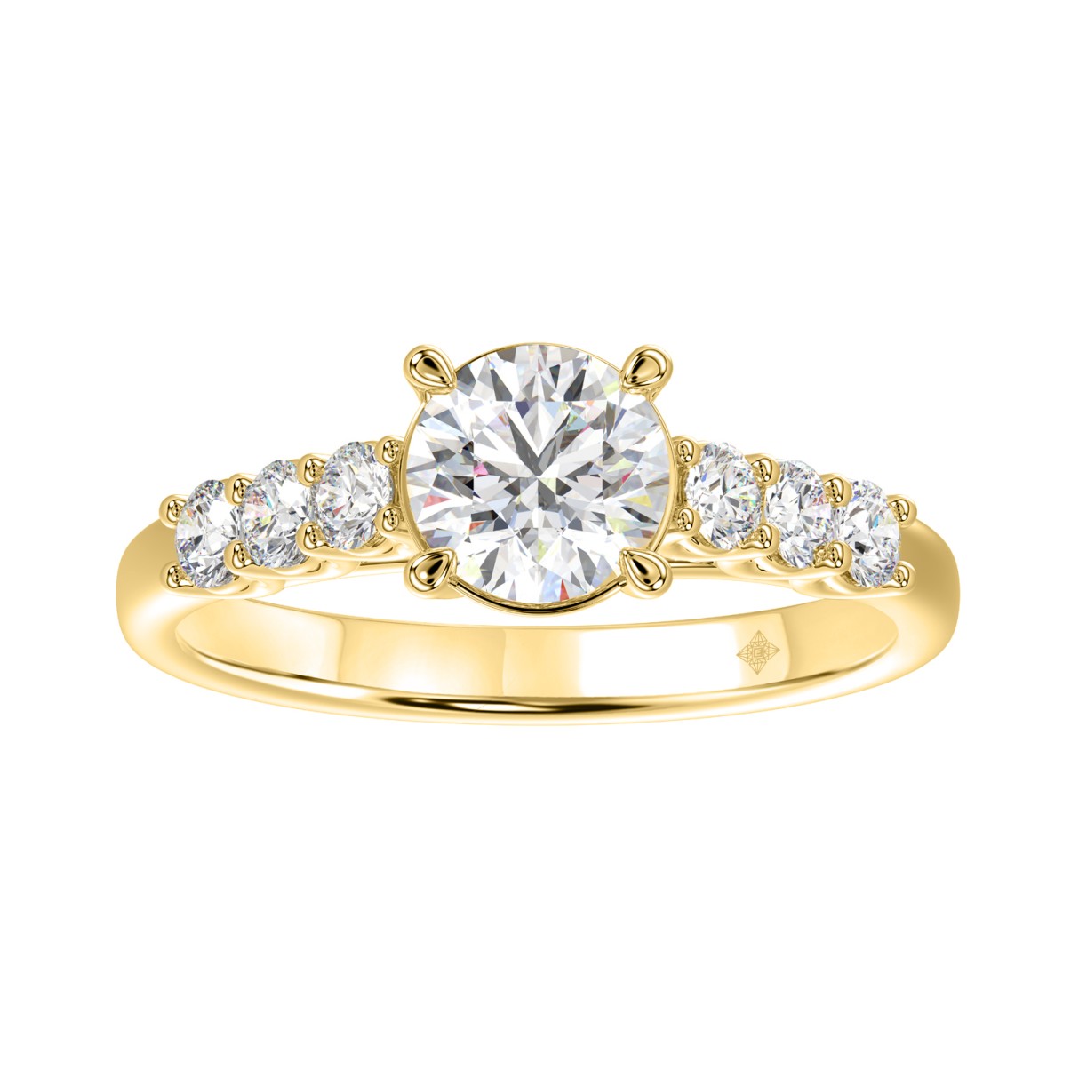 LADIES RING 1 1/2CT ROUND DIAMOND 14K YELLOW GOLD (CENTER STONE ROUND DIAMOND 1CT) - Image 1