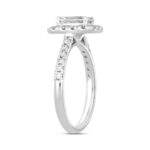 LADIES RING 1 1/2CT ROUND/EMERALD DIAMOND 14K WHITE GOLD (CENTER STONE EMERALD DIAMOND 1CT) - Image 3