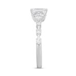 LADIES RING 1 1/2CT ROUND/EMERALD DIAMOND 14K WHITE GOLD (CENTER STONE EMERALD DIAMOND 1CT) - Image 3