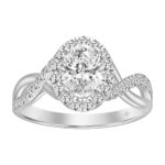 LADIES RING 1 1/2CT ROUND/OVAL DIAMOND 14K WHITE GOLD (CENTER STONE OVAL DIAMOND 1CT)