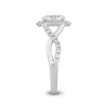 LADIES RING 1 1/2CT ROUND/OVAL DIAMOND 14K WHITE GOLD (CENTER STONE OVAL DIAMOND 1CT) - Image 3